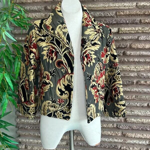 Painted Pony Floral Brocade Tapestry Open Drape Jacket